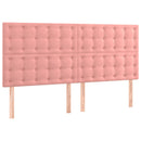 sengegavl med LED-lys 180x5x118/128 cm fløjl lyserød