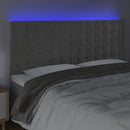 sengegavl med LED-lys 200x5x118/128 cm fløjl lysegrå