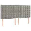 sengegavl med LED-lys 200x5x118/128 cm fløjl lysegrå