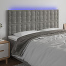 sengegavl med LED-lys 200x5x118/128 cm fløjl lysegrå
