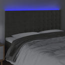 sengegavl med LED-lys 200x5x118/128 cm fløjl mørkegrå