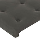 sengegavl med LED-lys 200x5x118/128 cm fløjl mørkegrå