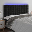 sengegavl med LED-lys 200x5x118/128 cm fløjl sort