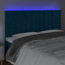 sengegavl med LED-lys 200x5x118/128 cm fløjl mørkeblå