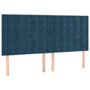sengegavl med LED-lys 200x5x118/128 cm fløjl mørkeblå