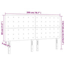 sengegavl med LED-lys 200x5x118/128 cm fløjl mørkeblå