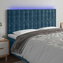 sengegavl med LED-lys 200x5x118/128 cm fløjl mørkeblå