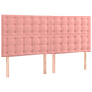 sengegavl med LED-lys 200x5x118/128 cm fløjl lyserød
