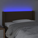 sengegavl med LED-lys 83x16x78/88 cm stof mørkebrun