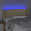 sengegavl med LED-lys 93x16x78/88 cm stof cremefarvet