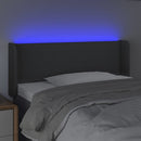 sengegavl med LED-lys 103x16x78/88 cm stof mørkegrå