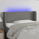 sengegavl med LED-lys 103x16x78/88 cm stof mørkegrå