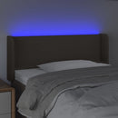 sengegavl med LED-lys 103x16x78/88 cm stof gråbrun