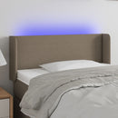 sengegavl med LED-lys 103x16x78/88 cm stof gråbrun