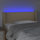 sengegavl med LED-lys 103x16x78/88 cm stof cremefarvet