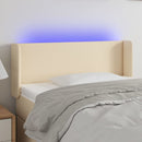 sengegavl med LED-lys 103x16x78/88 cm stof cremefarvet