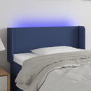 sengegavl med LED-lys 103x16x78/88 cm stof blå