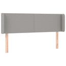 sengegavl med LED-lys 147x16x78/88 cm stof lysegrå