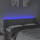 sengegavl med LED-lys 147x16x78/88 cm stof lysegrå