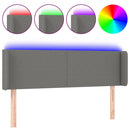 sengegavl med LED-lys 147x16x78/88 cm stof mørkegrå