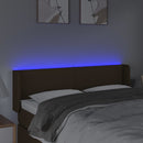 sengegavl med LED-lys 147x16x78/88 cm stof mørkebrun