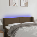 sengegavl med LED-lys 147x16x78/88 cm stof mørkebrun