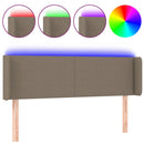 sengegavl med LED-lys 147x16x78/88 cm stof gråbrun