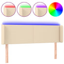 sengegavl med LED-lys 147x16x78/88 cm stof cremefarvet