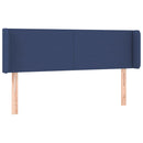 sengegavl med LED-lys 147x16x78/88 cm stof blå