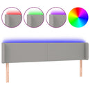 sengegavl med LED-lys 163x16x78/88 cm stof lysegrå