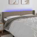 sengegavl med LED-lys 163x16x78/88 cm stof gråbrun