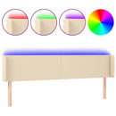 sengegavl med LED-lys 163x16x78/88 cm stof cremefarvet