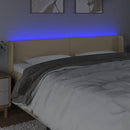 sengegavl med LED-lys 163x16x78/88 cm stof cremefarvet