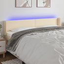 sengegavl med LED-lys 163x16x78/88 cm stof cremefarvet