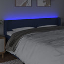 sengegavl med LED-lys 163x16x78/88 cm stof blå