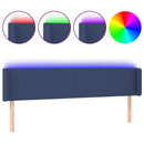 sengegavl med LED-lys 183x16x78/88 cm stof blå