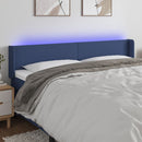 sengegavl med LED-lys 183x16x78/88 cm stof blå