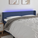 sengegavl med LED-lys 203x16x78/88 cm stof blå