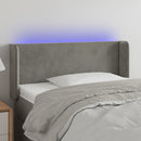 sengegavl med LED-lys 83x16x78/88 cm fløjl lysegrå