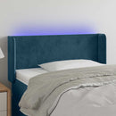 sengegavl med LED-lys 83x16x78/88 cm stof Mørkeblå