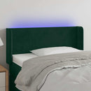 sengegavl med LED-lys 93x16x78/88 cm fløjl Mørkegrøn