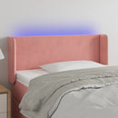 sengegavl med LED-lys 93x16x78/88 cm fløjl lyserød