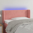 sengegavl med LED-lys 103x16x78/88 cm fløjl lyserød