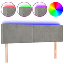 sengegavl med LED-lys 147x16x78/88 cm fløjl lysegrå