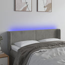 sengegavl med LED-lys 147x16x78/88 cm fløjl lysegrå