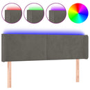 sengegavl med LED-lys 147x16x78/88 cm fløjl mørkegrå