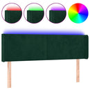 sengegavl med LED-lys 147x16x78/88 cm fløjl mørkegrøn