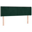 sengegavl med LED-lys 147x16x78/88 cm fløjl mørkegrøn