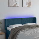 sengegavl med LED-lys 147x16x78/88 cm fløjl mørkeblå