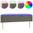 sengegavl med LED-lys 163x16x78/88 cm fløjl mørkegrå